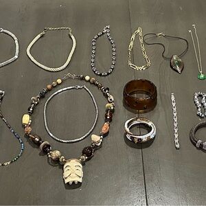 High End Vintage & Modern Jewelry Lot - Necklaces & Bracelets - Silver, Gold Pld